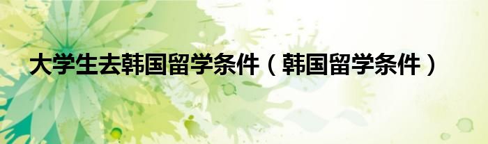 大学生去韩国留学条件(韩国留学条件)