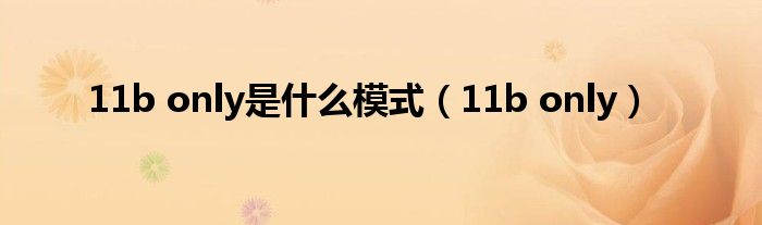 11b only是什么模式(11b only)