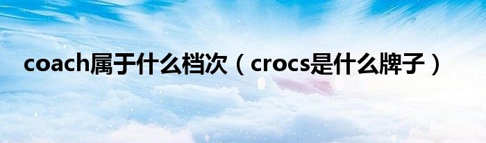 coach属于什么档次(crocs是什么牌子)
