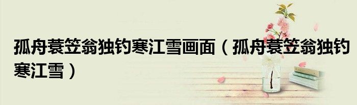 孤舟蓑笠翁独钓寒江雪画面(孤舟蓑笠翁独钓寒江雪)