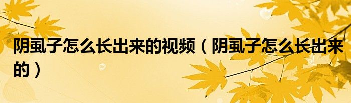 阴虱子怎么长出来的视频(阴虱子怎么长出来的)
