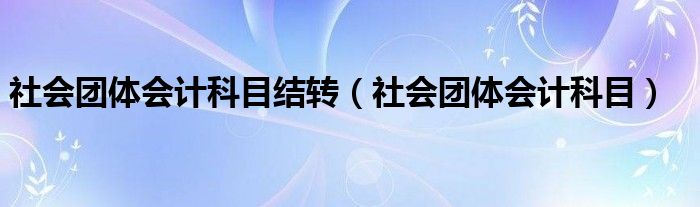 社会团体会计科目结转（社会团体会计科目）