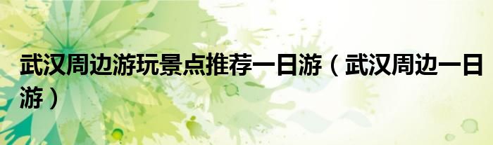武汉周边游玩景点推荐一日游(武汉周边一日游)