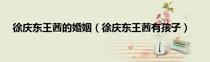 徐庆东王茜的婚姻(徐庆东王茜有孩子)
