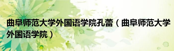 曲阜师范大学外国语学院孔蕾(曲阜师范大学外国语学院)