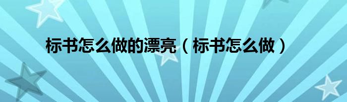 标书怎么做的漂亮(标书怎么做)
