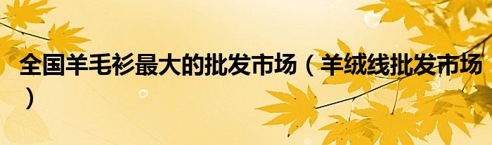全国羊毛衫最大的批发市场(羊绒线批发市场)