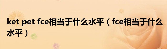 ket pet fce相当于什么水平(fce相当于什么水平)