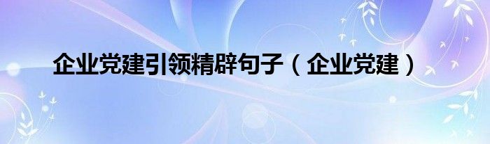 企业党建引领精辟句子（企业党建）