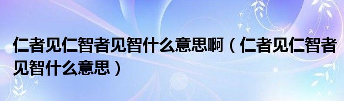 仁者见仁智者见智什么意思啊（仁者见仁智者见智什么意思）