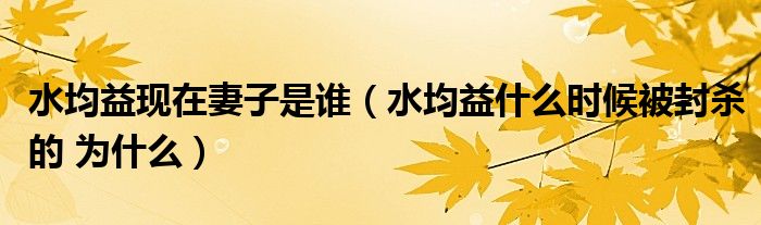 水均益现在妻子是谁(水均益什么时候被封杀的 为什么)