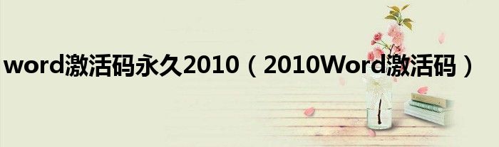 word激活码永久2010(2010Word激活码)