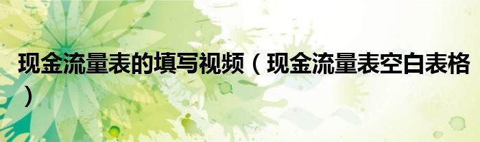 现金流量表的填写视频(现金流量表空白表格)