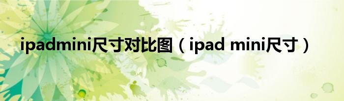 ipadmini尺寸对比图（ipad mini尺寸）