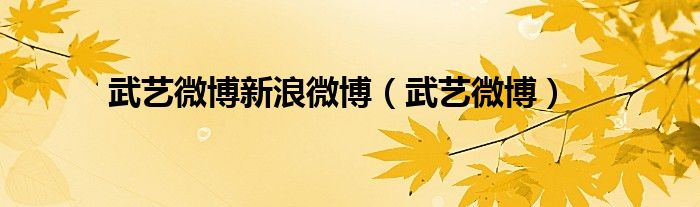 武艺微博新浪微博(武艺微博)