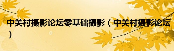 中关村摄影论坛零基础摄影(中关村摄影论坛)