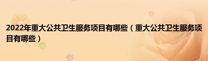 2022年重大公共卫生服务项目有哪些(重大公共卫生服务项目有哪些)