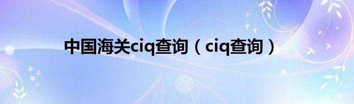 中国海关ciq查询（ciq查询）