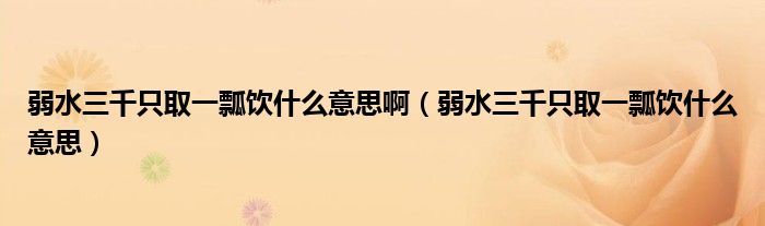 弱水三千只取一瓢饮什么意思啊(弱水三千只取一瓢饮什么意思)