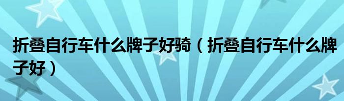 折叠自行车什么牌子好骑(折叠自行车什么牌子好)
