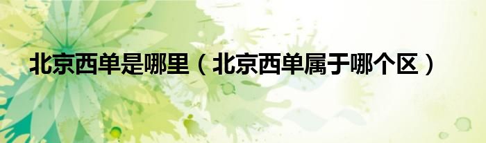 北京西单是哪里(北京西单属于哪个区)