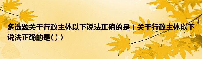 多选题关于行政主体以下说法正确的是(关于行政主体以下说法正确的是( ))