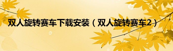 双人旋转赛车下载安装（双人旋转赛车2）