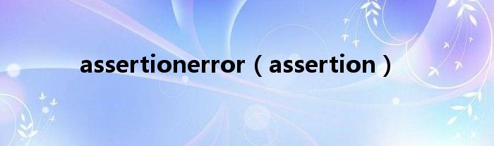 assertionerror（assertion）