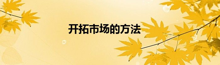 开拓市场的方法