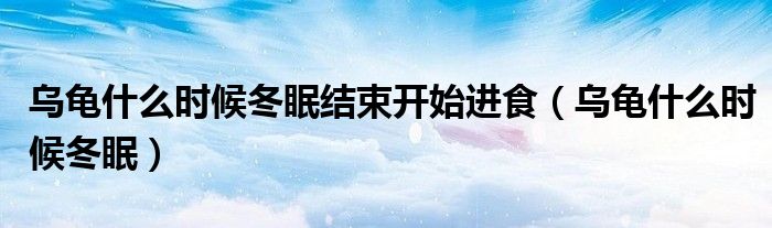 乌龟什么时候冬眠结束开始进食(乌龟什么时候冬眠)