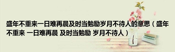 盛年不重来一日难再晨及时当勉励岁月不待人的意思(盛年不重来 一日难再晨 及时当勉励 岁月不待人)