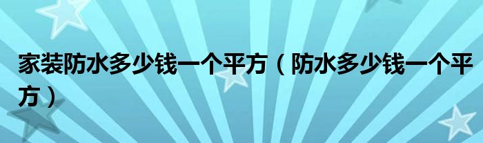 家装防水多少钱一个平方(防水多少钱一个平方)