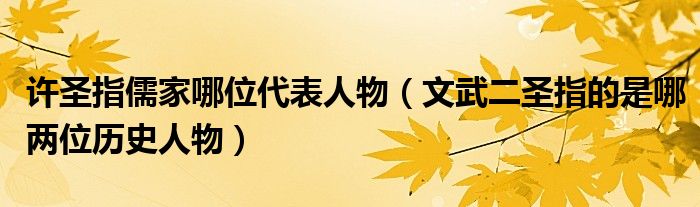 许圣指儒家哪位代表人物(文武二圣指的是哪两位历史人物)