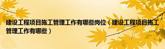 建设工程项目施工管理工作有哪些岗位(建设工程项目施工管理工作有哪些)