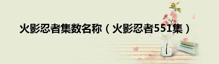 火影忍者集数名称(火影忍者551集)