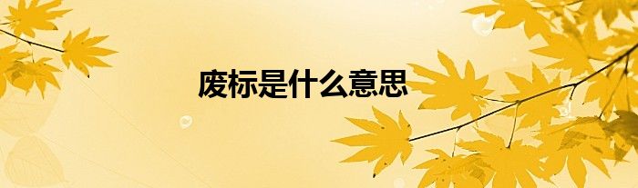 废标是什么意思