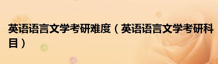 英语语言文学考研难度(英语语言文学考研科目)