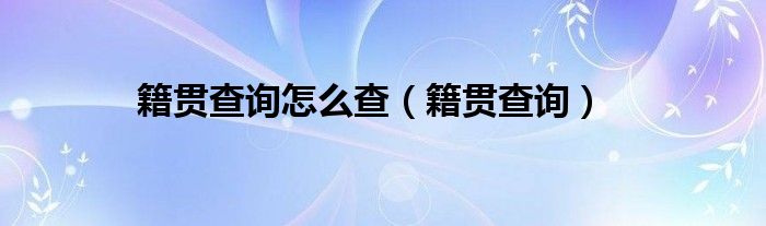 籍贯查询怎么查(籍贯查询)
