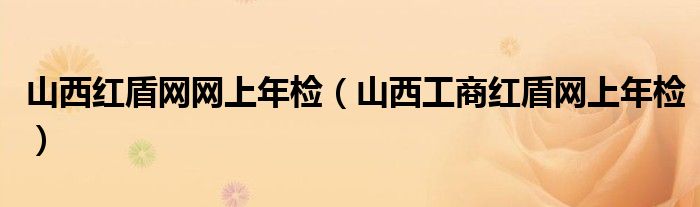 山西红盾网网上年检(山西工商红盾网上年检)