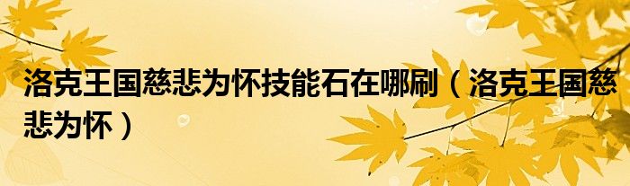 洛克王国慈悲为怀技能石在哪刷(洛克王国慈悲为怀)