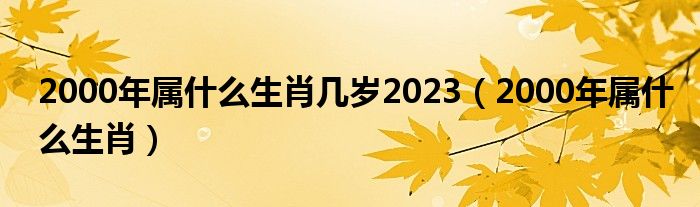 2000年属什么生肖几岁2023(2000年属什么生肖)