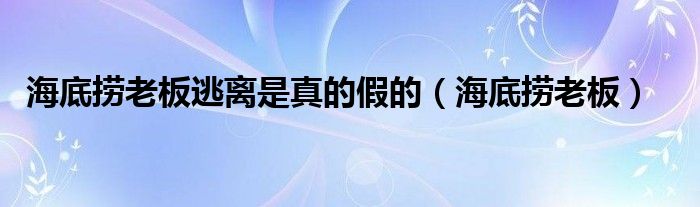 海底捞老板逃离是真的假的(海底捞老板)