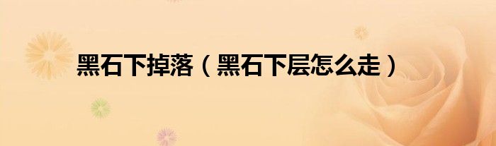 黑石下掉落(黑石下层怎么走)