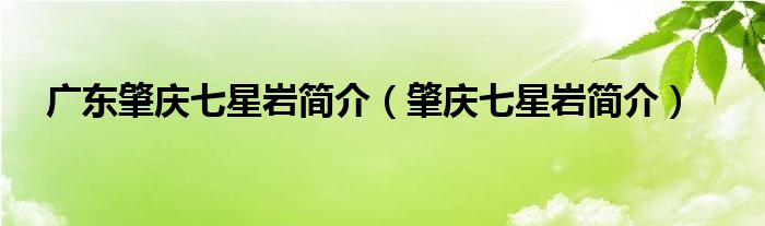 广东肇庆七星岩简介(肇庆七星岩简介)