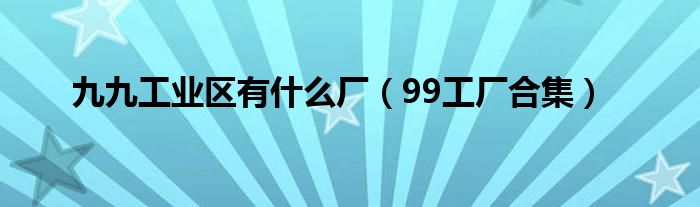 九九工业区有什么厂（99工厂合集）