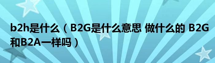 b2h是什么(B2G是什么意思 做什么的 B2G和B2A一样吗)