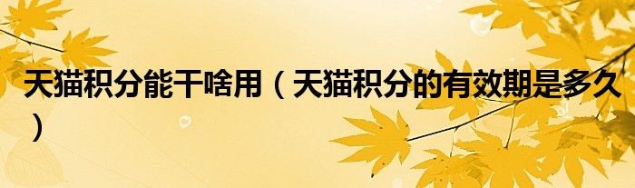 天猫积分能干啥用（天猫积分的有效期是多久）