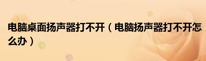 电脑桌面扬声器打不开（电脑扬声器打不开怎么办）