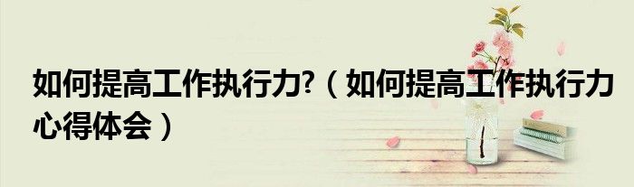 如何提高工作执行力?(如何提高工作执行力心得体会)