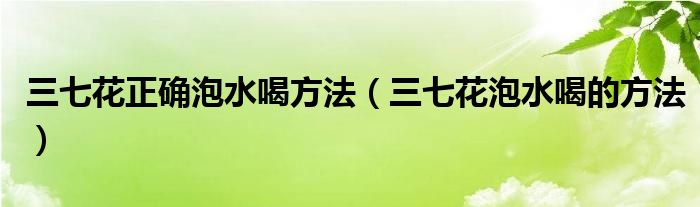 三七花正确泡水喝方法（三七花泡水喝的方法）